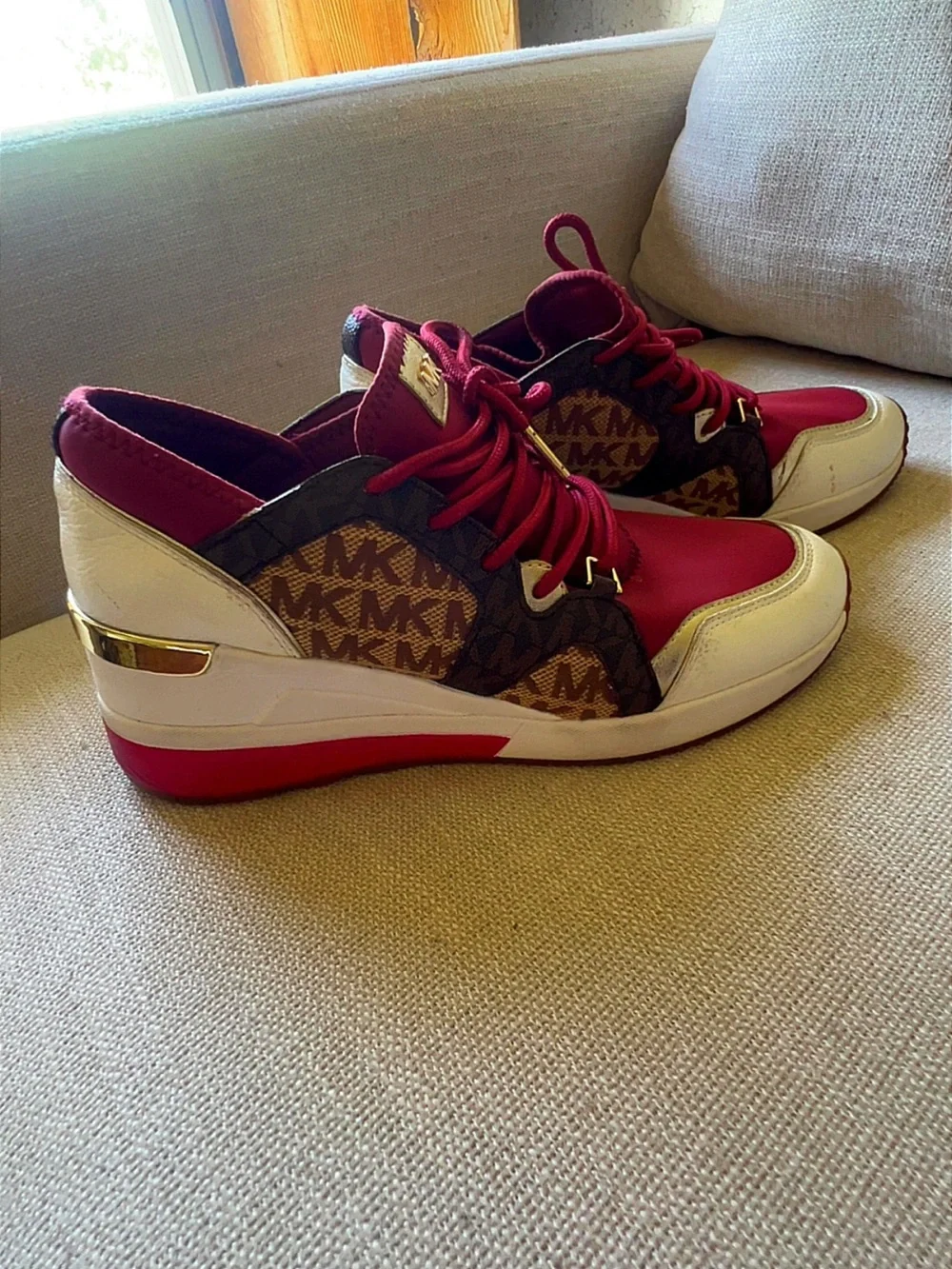 Michael Kors Women’s Burgundy Logo Trainer Sneakers Size 8.5